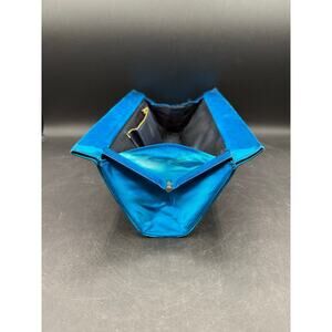 Vintage Rulo Creations Blue Silk Handbag Evening Clutch Purse